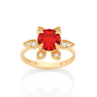 Imagem de Anel Rommanel Flor Fol a Ouro com Cristal e Zircônia 513014, 24, Doura