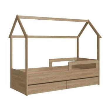 Imagem de Cama Infantil Montessoriana Casinha Completa Móveis com 2 Gavetas Marr