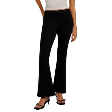 Imagem de Calça Jeans Feminina Hering Flare Petit Soft Touch Preta H9M, Preto, 4