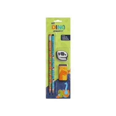 Imagem de Kit Lapis Hb Dino 2 Lapis/apontador/borracha Leoeleo - Leo&leo, DINO