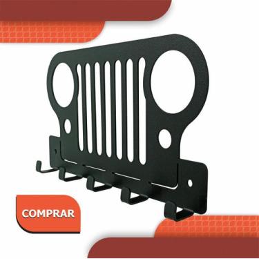 Imagem de Porta Chaves Para-choque Jeep 22x12 cm Preto Lixa - Artístic Laser 