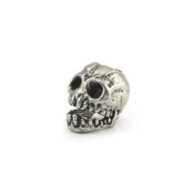 Imagem de Punk Brass Skull Diy EDC ferramentas ao ar livre, contas, cordão de guarda-chuva miçanga branco cobre vintage crânio paracord contas personalidade pingente pendurado (estilo B) prateado)