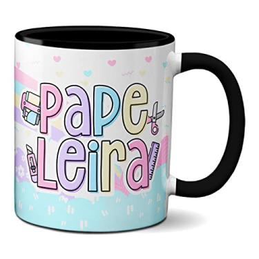 Imagem de Caneca Papelaria Material Escolar Papeleira Presente Fofo (Preta)