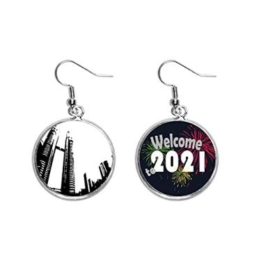 Imagem de Pingentes de orelha com torres gêmeas da Malásia Petronas Joia 2021 Bênção