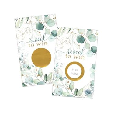 Imagem de Cartas de jogo Gold Greenery Scratch Off (pacote com 30) artigos de festa para chá de panela, chá de bebê, bilhetes para rifa, prêmios de desenho de negócios – lembrancinhas florais elegantes