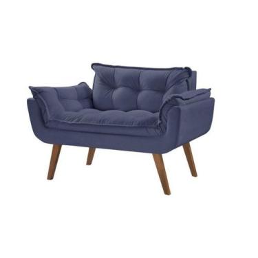 Imagem de Poltrona Opalla Namoradeira Azul Bic Em Fibra Siliconada Sued Pés Pali