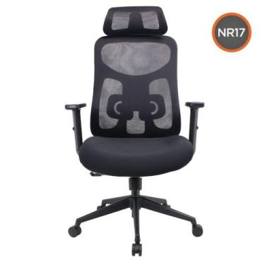 Imagem de Cadeira Escritório NR-17 Everest Presidente c/ Braços Fratini Encosto 