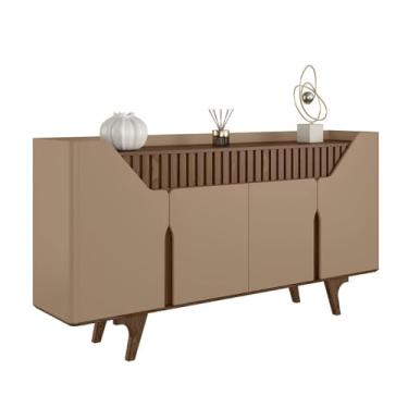 Imagem de Aparador Buffet Danubio 4 Portas 2 Gavetas Pé Madeira Maciça Fendi/carvalho