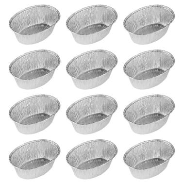 Imagem de HAKIDZEL 125 peças de pratos de papel alumínio, tigelas de cozimento para churrasco e armazenamento de alimentos, tigelas descartáveis empilháveis de folha de estanho ovais para lanches