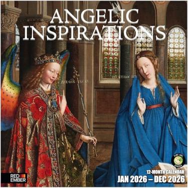 Imagem de RED EMBER Angelic Inspirations 2026 Calendário de parede 12 meses | 30,5 cm x 61 cm aberto | Papel grosso e resistente | Presente | Calendário 2026