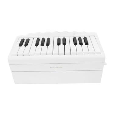 Imagem de aqxreight Calendário de Piano Reproduzível Com 27 Cartas, 25 Teclas de Ajuste de Volume 1000mAh Manivela Recarregável 2025 Calendário de Mesa Combina e Música Exclusiva de PianoPiano Reproduzível (Branco)