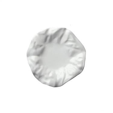 Imagem de Prato de serviço de mesa de cerâmica irregular porcelana branca prato de jantar ocidental em forma de papel com babados prato de jantar restaurante prato de frutas prato de bolinho para casa