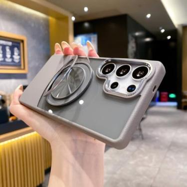 Imagem de Capa de couro com suporte de anel de metal oculto com rotação de 360° para Samsung Galaxy S25 S24 S23 S22 Ultra Fe A55 A54 A16 A25 A35 A56 A34 (para Samsung A56/GY)