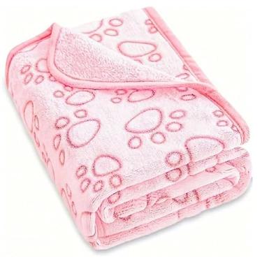 Imagem de 1 cobertor macio e aconchegante para animais de estimação - design com estampa de pata, resistente a rasgos e lavável na máquina - cobertor quente e confortável para cães pequenos, médios e pequenos