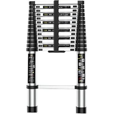 Imagem de OKUOKA Escada telescópica compacta telescópica, escada telescópica de alumínio certificada EN131, escada extensível antiderrapante conveniente, capacidade de 150 kg (tamanho: 4,4 m/1