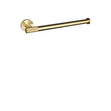 Imagem de Acessórios de banheiro escovados dourados conjunto de ferragens barra de toalha suporte de papel gancho de roupão saboneteira toalha cabide prateleira escova de vaso sanitário, gancho de roupão