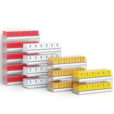 Imagem de Rack de exibição de cigarro montado na parede, prateleira de empurrador automático de acrílico multifuncional para supermercado e loja de varejo, organizador de cigarros eficiente (31,5 x 28,4 x 54 cm