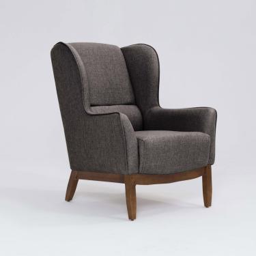 Imagem de Poltrona Para Sala Mirela D07 Base Madeira Linho Mescla Marrom - D'rossi