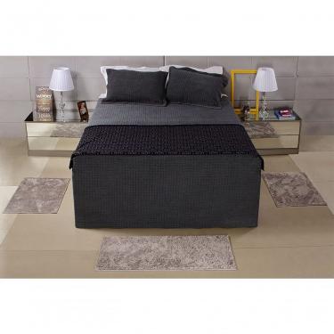 Imagem de Kit 3pçs Tapete Quarto Classic Shaggy 17mm Cinza