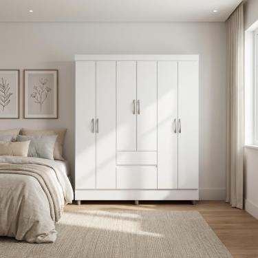 Imagem de Guarda Roupa Solteiro Ideal Plus 6 Portas 2 Gavetas Branco