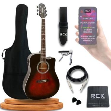Imagem de Violão Giannini Aço Eletroacústico kit Completo, GF-1D Brown Red Burst
