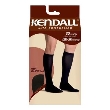 Imagem de Meia 3/4 Kendall Alta Compressão Masculina Grande Preto Liso Grande