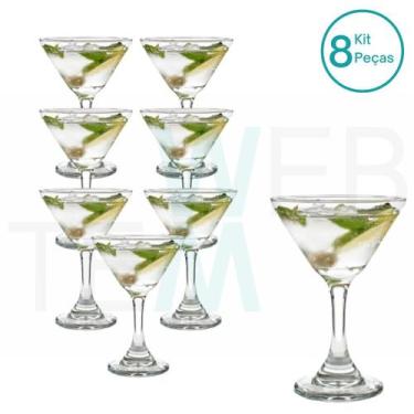 Imagem de Jogo De 8 Taças De Martini De Vidro 274ml Para Drinks Ou Sobremesas Re