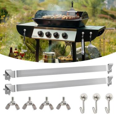 Imagem de Belle&Beau Suporte para espátula de chapa de 16,3 cm, 2 unidades de aço inoxidável para churrasqueira com 3 ganchos magnéticos, acessórios de chapa para chapa Blackstone e outras grelhas