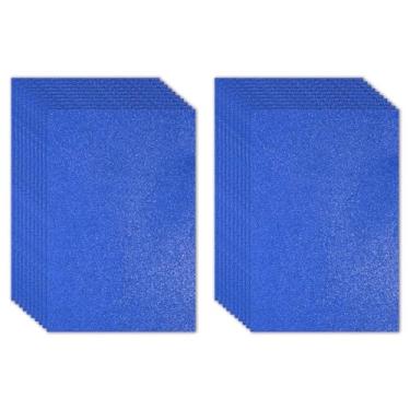 Imagem de PATIKIL Folha de espuma de EVA brilhante azul escuro 28 x 20 cm de espessura com adesivo traseiro brilhante EVA Glitter feltro para projetos de artesanato DIY, 20 peças