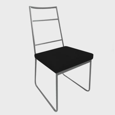 Imagem de Cadeira Sala de Jantar Escritório Office Stark Industrial Ferro Prata Sintético Preto - Ahz Móveis