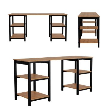 Imagem de Mesa Escrivaninha Home Office Escritório Metal Canela Rustic