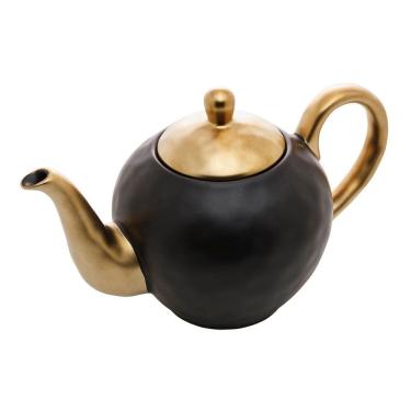 Imagem de Bule Para Café/Chá de Porcelana Preto Fosco/Dourado Dubai 1 Litro Wolff