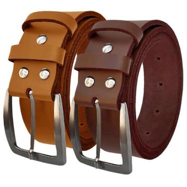 Imagem de Kit 2 Cintos Masculino Largo 40mm Social de Couro, Elegante - Morais C