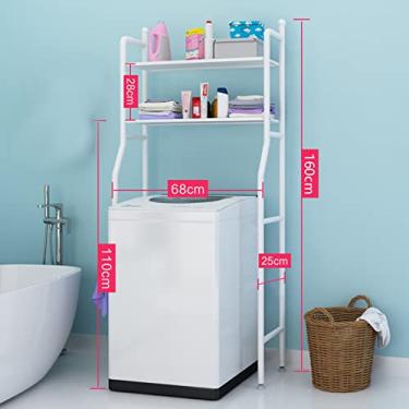 Imagem de Estruturas de armazenamento de lavadora para banheiro, prateleira de torre de banheiro, rack de armazenamento de metal de 2 camadas atrás da estante de banheiro, lavanderia expansível, lavadora, sec