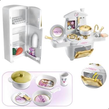 Imagem de Kit Cozinha Deluxe Princesa Fogão + Geladeira Kids Brinquedo Infantil 