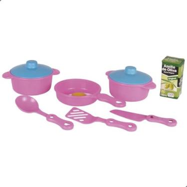Imagem de Kit Cozinha 2 Panelas + Frigideira + Utensílios Kids Brinquedo Infanti