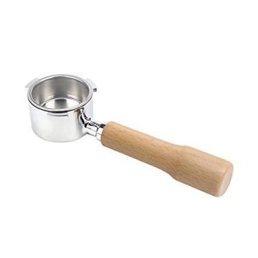 Imagem de Portafilter sem fundo para café de 51mm com cesto e cabo madeira substituição máquina Delonghi EC680 EC685 ferramenta reutilizável extração liga acessórios equipamento profissional