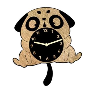Imagem de IEUDNS Relógio de parede em forma de cachorro, decoração de parede com tema animal para casa, quarto, sala de jantar ou escritório.
