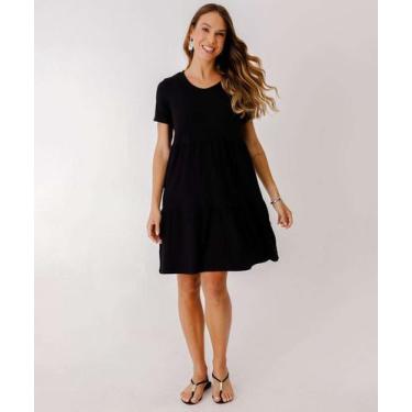 Imagem de Vestido Feminino Manga Curta Marisa Preto-75110, Preto, GG