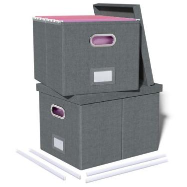 Imagem de Organizador de armazenamento de arquivos Oterri, pacote com 2 caixas p