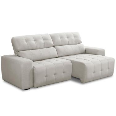 Imagem de Sofá 3 Lugares Retrátil Reclinável Para Sala De Estar 250cm Udine F04 Linho Cinza Claro - Lyam Decor
