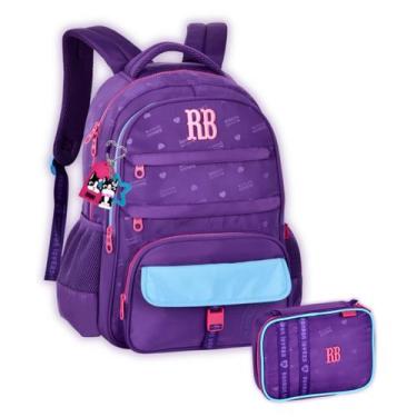 Imagem de Kit Mochila Rebecca Bonbon Costas Meninas E Estojo Box Kids, Roxo