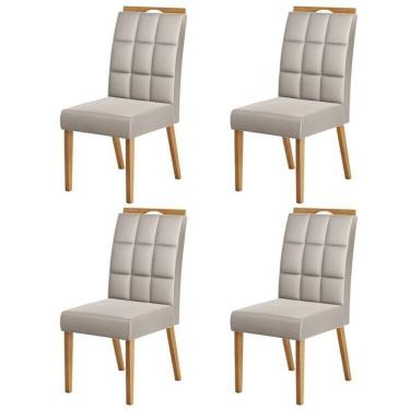 Imagem de Kit 4 Cadeiras de Veludo para Sala de Jantar Wood Berlim Mel/Bege