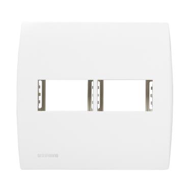 Imagem de Placa 4x4 P/ 2 Módulos C/ Suporte Branco Ilus Cod. 5TG9 9030 – Soprano