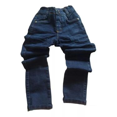 Imagem de Calça Jeans Infantil Menino Juvenil Masculina quadril amassadinho Lycra 4 a 14 anos azul marinho