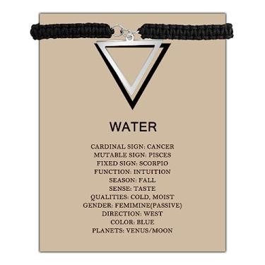 Imagem de CHOORO Pulseira ajustável com pingente de quatro elementos Earth Air Fire Water Element Charm Jewelry, Metal, Aço