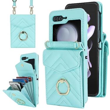 Imagem de Asuwish Capa de telefone para Samsung Galaxy Z Flip 6 5G 2024 capa carteira com anel de bloqueio de RFID, alça de pulso transversal, porta-cartões de crédito, acessórios para celular ZFlip6 Z6 G Flip6