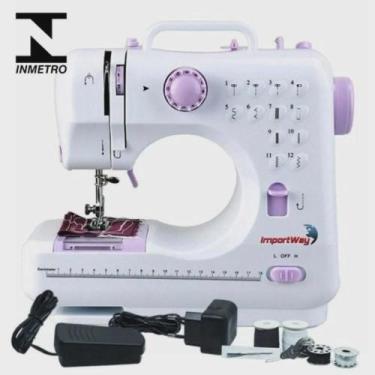 Imagem de Máquina Costura Multifuncional Portátil Branca Kit Costura E - Nakasak