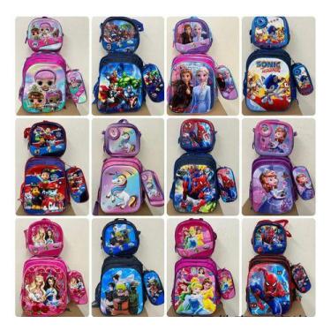 Imagem de Kit Mochila Escolar Personagens Rodinhas Estojo E Lancheira - Dlaysa  