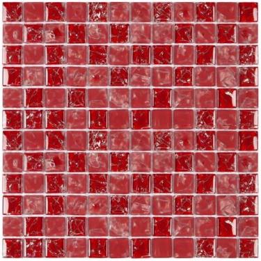 Imagem de PASTILHA DE VIDRO CRAQUELADA IC03 - ICE VERMELHA 29x29cm - GLASS MOSAI